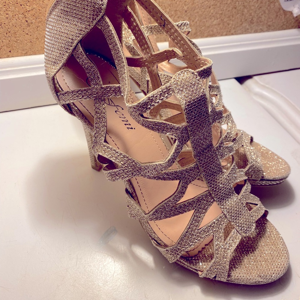 Gold glitter Femi heels